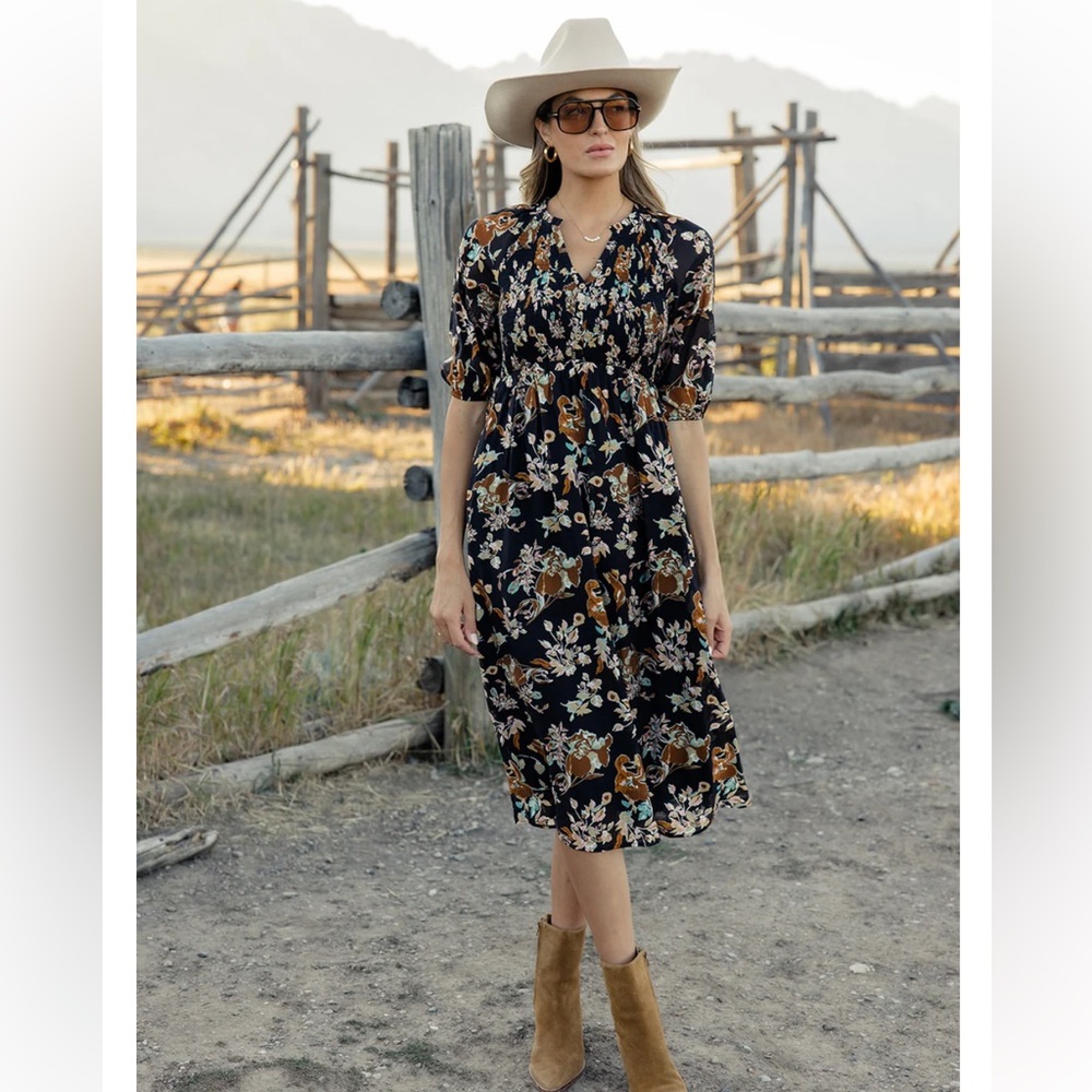 Floral Black Dress from RooLee